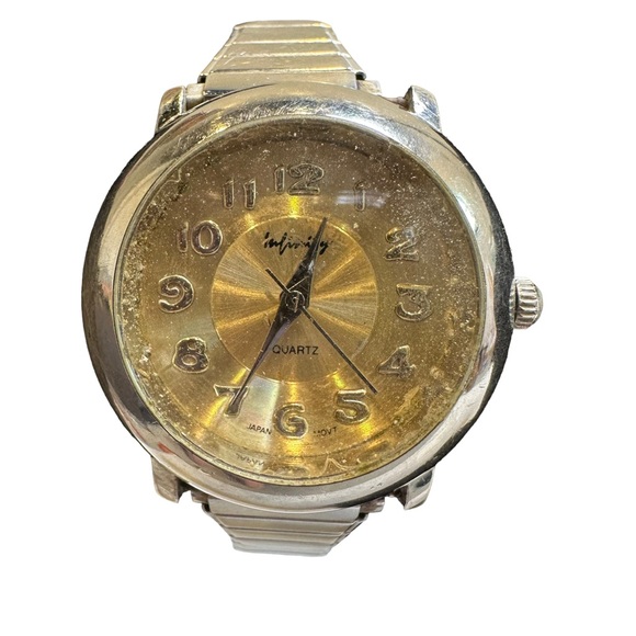 Infinity Wristwatch Womens Elastic Band Quartz Stainless Steel Japan Vintage - Picture 1 of 7